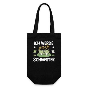 Große Schwester Frosch-Motiv Schwangerschaft - Geschenkbeutel für Flaschen - Schwarz - Vorne