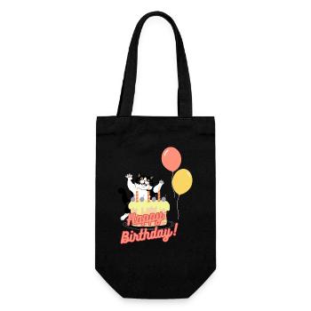 Happy Birthday - Geschenkbeutel für Flaschen - Schwarz - Vorne