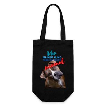Vor meinem Hund war ich noch normal - Geschenkbeutel für Flaschen - Schwarz - Vorne