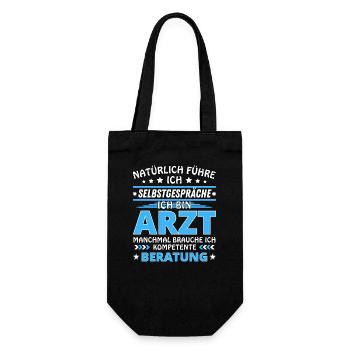 Ich führe Selbstgespräche - Arzt Edition blau - Geschenkbeutel für Flaschen - Schwarz - Vorne