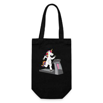 Sportliches Einhorn auf dem Laufband - - Geschenkbeutel für Flaschen - Schwarz - Vorne