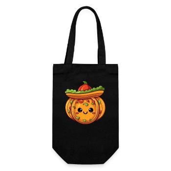 Kawaii Pumpkin Meets Taco & Tomato - Gift Bag for Bottles - black - Front