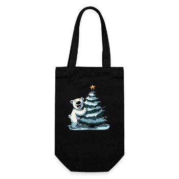 Christmas bear on the Christmas tree: festive joy - Gift Bag for Bottles - black - Front