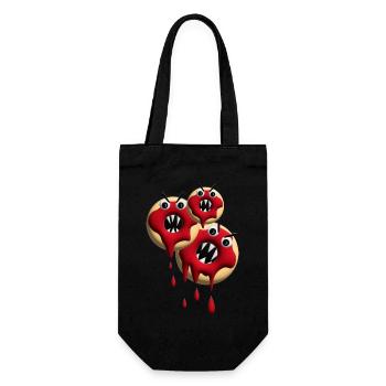 Drei Halloween Donuts sehr bissig. - Geschenkbeutel für Flaschen - Schwarz - Vorne