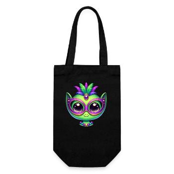 Mardi Gras Alien Head Comic Mask - Gift Bag for Bottles - black - Front