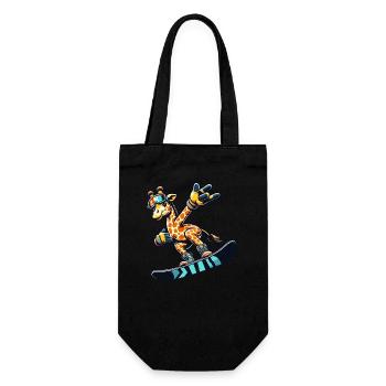 Cool giraffe on the snowboard - Gift Bag for Bottles - black - Front