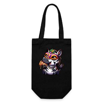 Mardi Gras Zebra Pizza Salami Party T-Shirt - Geschenkbeutel für Flaschen - Schwarz - Vorne