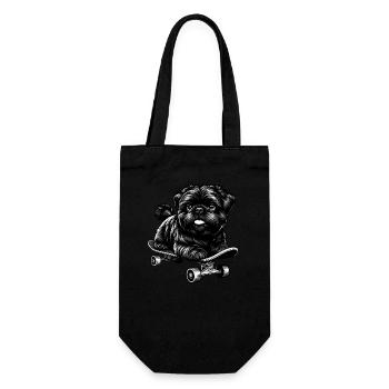 Poodle Skateboarder, Black and White Dog - Gift Bag for Bottles - black - Front