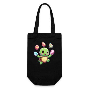Easter Turtle Juggling Eggs, Artist - Gift Bag for Bottles - black - Front