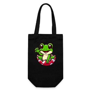 Colorful Easter Egg with Hatching Frog Design - Gift Bag for Bottles - black - Front