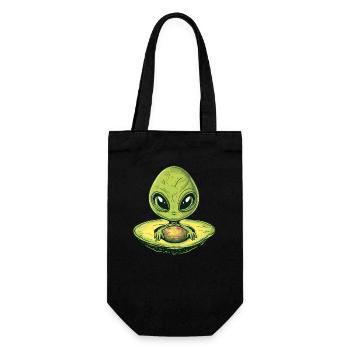 Cooler Alien Avocado mit Sonnenbrille & UFO Design - Geschenkbeutel für Flaschen - Schwarz - Vorne