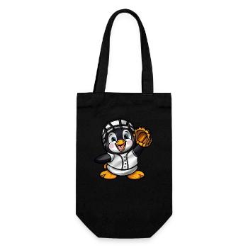 Pinguin Baseballspieler Cartoon - Geschenkbeutel für Flaschen - Schwarz - Vorne
