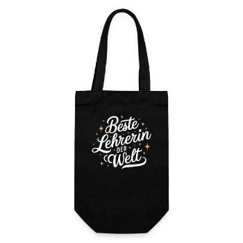 Beste Lehrerin Welt Frau Kollegin Dankeschön - Geschenkbeutel für Flaschen - Schwarz - Vorne