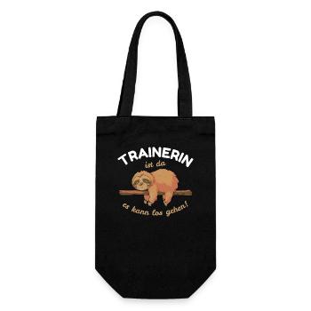 Trainerin da Faultier schlafen Lustige Coach Danke - Geschenkbeutel für Flaschen - Schwarz - Vorne