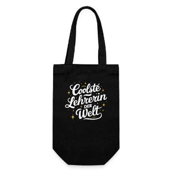 Coolste Lehrerin Welt Tasse Becher Dankeschön - Geschenkbeutel für Flaschen - Schwarz - Vorne