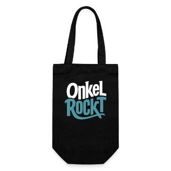 Onkel Rockt T-Shirt Geburtstag Cool Lustig Unikat - Geschenkbeutel für Flaschen - Schwarz - Vorne