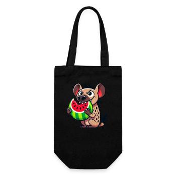 Hyène mignonne avec des fruits de dessin animé de pastèque d’été - Sac à bouteille - noir - Devant