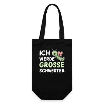 Große Schwester Raupe Schwangerschaftsverkündung - Geschenkbeutel für Flaschen - Schwarz - Vorne