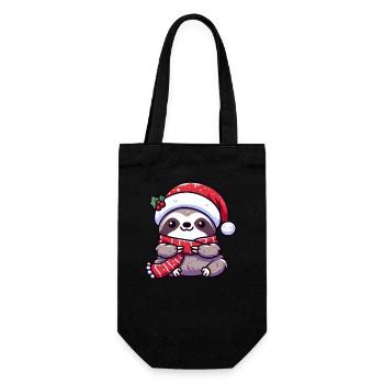 Süßes Faultier Chibi Weihnachten Mops Cartoon - Geschenkbeutel für Flaschen - Schwarz - Vorne