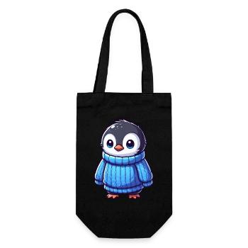 Cute Penguin Cartoon Clothes Humorous - Gift Bag for Bottles - black - Front