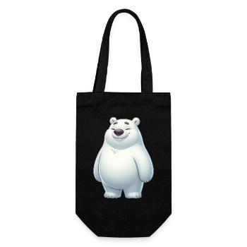 Süßer Eisbär Cartoon Glücklich Entspannt - Geschenkbeutel für Flaschen - Schwarz - Vorne