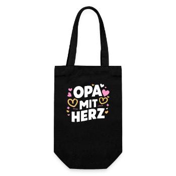 Opa-Herz: Bester Opa Bald Vatertag Du wirst - Geschenkbeutel für Flaschen - Schwarz - Vorne