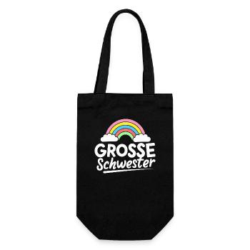 Große Schwester Regenbogen Schwangerschaft - Geschenkbeutel für Flaschen - Schwarz - Vorne