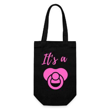 Baby Announcement Pregnancy - Girl - Surprise - Gift Bag for Bottles - black - Front