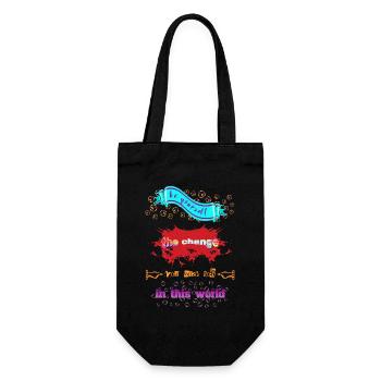 Be yourself the change you wish for in this world - Geschenkbeutel für Flaschen - Schwarz - Vorne