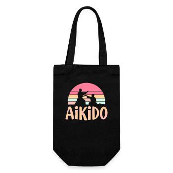 Aikido Fanartikel Kampfsport Harmonie Shirt - Geschenkbeutel für Flaschen - Schwarz - Vorne
