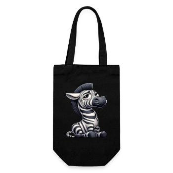 Funny Zebra Comic Bull Skeptical Look - Gift Bag for Bottles - black - Front