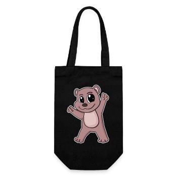 Bär Braunbär Braun - Geschenkbeutel für Flaschen - Schwarz - Vorne