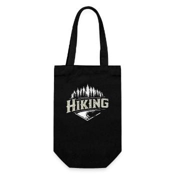 Hiking Wald Wanderer Naturfreund Outdoor Erlebnis - Geschenkbeutel für Flaschen - Schwarz - Vorne