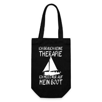 Brauch keine Therapie - Ich muss nur auf mein Boot - Geschenkbeutel für Flaschen - Schwarz - Vorne