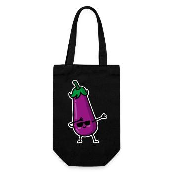 Dab Dabbing Aubergine Penis Emoji SMS meme Sex - Geschenkbeutel für Flaschen - Schwarz - Vorne