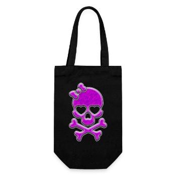 Crâne de dame rose | Crâne crâne - Sac à bouteille - noir - Devant