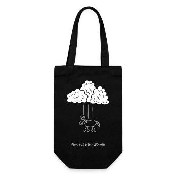 färt aus allen wolken, Pferd mit Rädern, Wetter - Geschenkbeutel für Flaschen - Schwarz - Vorne