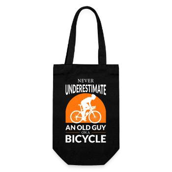 Unterschätzen Sie niemals einen alten Kerl auf einem Fahrrad V - Geschenkbeutel für Flaschen - Schwarz - Vorne