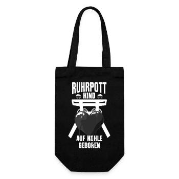 RUHRPOTT KIND RUHRGEBIET AUF KOHLE GEBOREN - Geschenkbeutel für Flaschen - Schwarz - Vorne