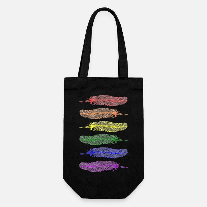 Feathers Rainbow - Gift Bag for Bottles - black