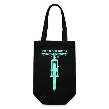 MTB - Anti - E-Bike - Ich bin der Motor - Geschenkbeutel für Flaschen - Schwarz - Vorne