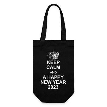 keep calm happy new year 2023 - Geschenkbeutel für Flaschen - Schwarz - Vorne