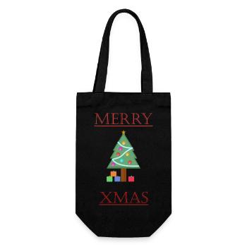 Tannenbaum - Weihnachten - Geschenkbeutel für Flaschen - Schwarz - Vorne