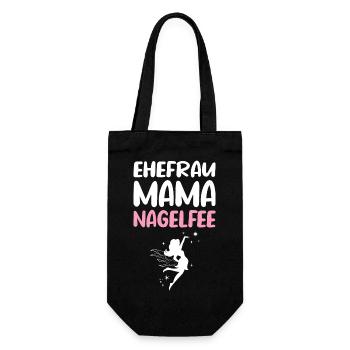 Ehefrau Mama Nagelfee - Geschenkbeutel für Flaschen - Schwarz - Vorne