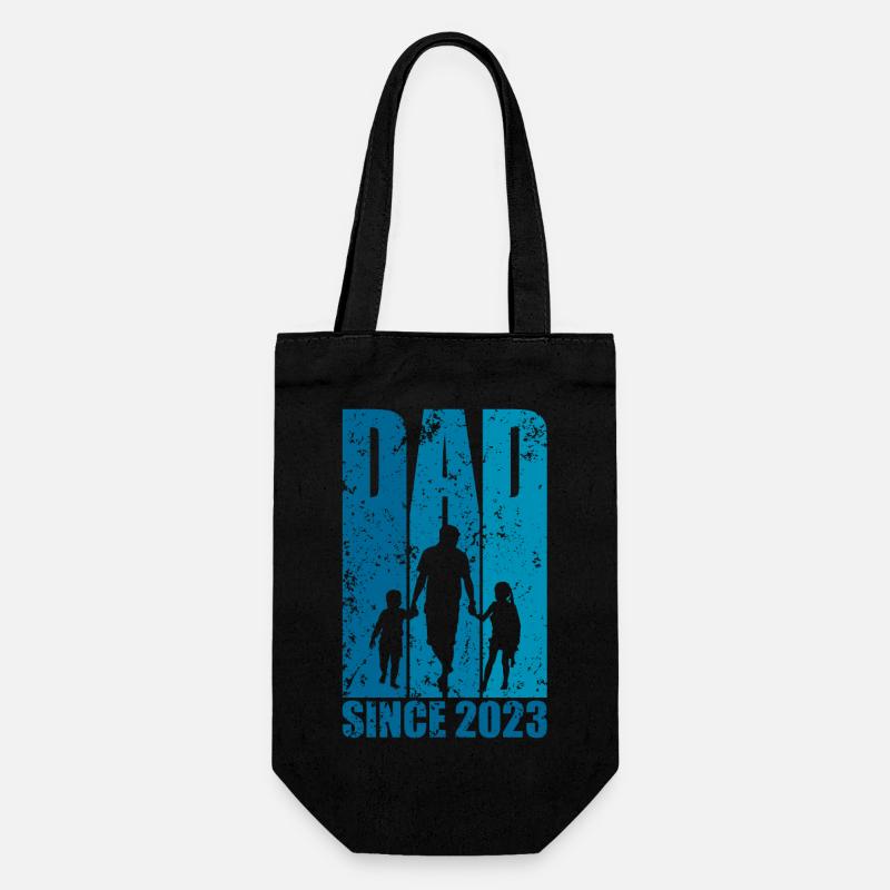 DAD SINCE 2023 DAD 2 KIDS - Gift Bag for Bottles - black