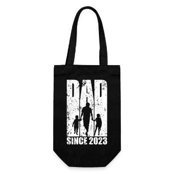 PAPA ZWEI KINDER DAD SINCE 2023 - Geschenkbeutel für Flaschen - Schwarz - Vorne