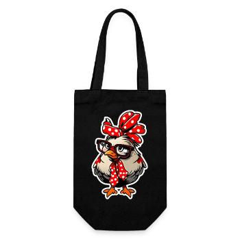 Süßes Huhn mit Bandana Stirnband Brille Mädchen - Geschenkbeutel für Flaschen - Schwarz - Vorne