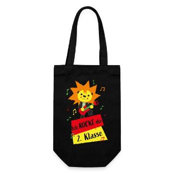 Ich rocke die 2. Klasse - Grundschule Klasse 2 - Geschenkbeutel für Flaschen - Schwarz - Vorne