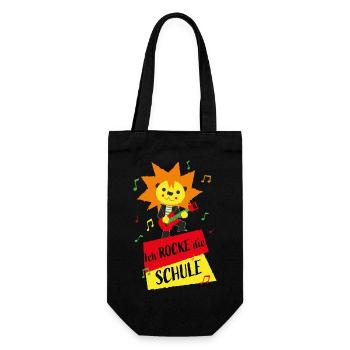 Ich rocke die Schule - Grundschule Einschulung - Geschenkbeutel für Flaschen - Schwarz - Vorne