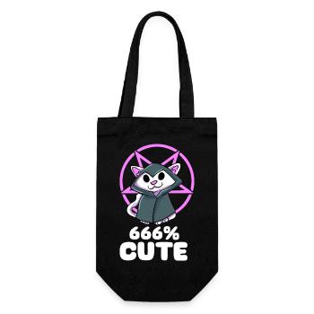 666 % Cute Satan Katze Hexe Pentagramm Gothic - Geschenkbeutel für Flaschen - Schwarz - Vorne